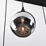 Suspension 8 lumières Loic - noir et verre fumé