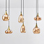Hanglamp goud met amber glas, 6-lichts - Loic