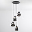 Lampe suspendue Loua noir avec verre fumé, 4 lumières