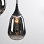 Lampe suspendue Loua noir avec verre fumé, 4 lumières