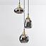 3-lichts hanglamp Loua - goud en smoke glas