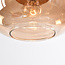Lampe suspendue en verre ambré et aspect bois foncé, 6 lumières - Loic