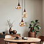 Lampe suspendue en verre ambré et aspect bois foncé, 3 lumières - Loua