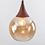 Hanglamp met amber glas en donkere houtoptiek, 3-lichts - Loua