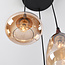 Lampe suspendue en verre ambré et aspect bois foncé, 3 lumières - Loua