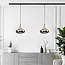 Lampe suspendue sur rail à 1 phase Nill gold avec verre fumé - verre large