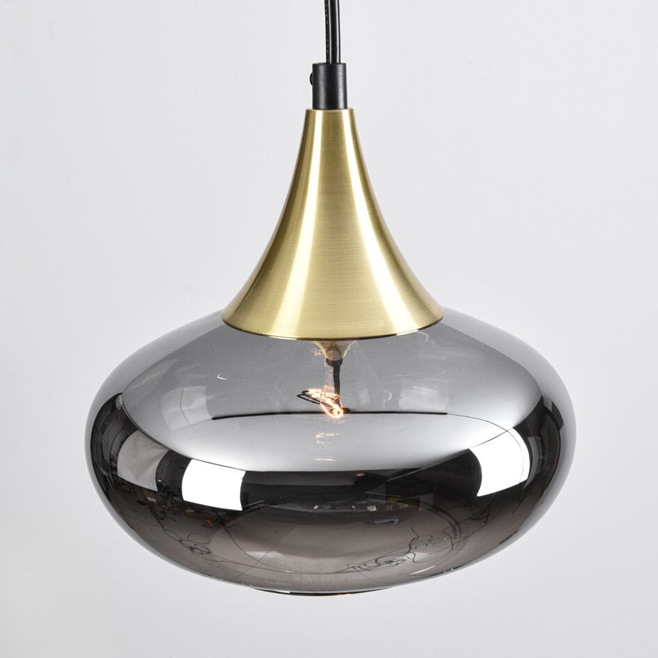 Suspension Nill pour rail monophasé, verre fumé large à effet miroir, doré