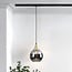 Suspension Nya pour rail monophasé, verre fumé rond à effet miroir, doré