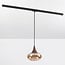 Suspension Nill pour rail monophasé, verre ambré large et bois foncé