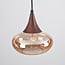 Suspension Nill pour rail monophasé, verre ambré large et bois foncé