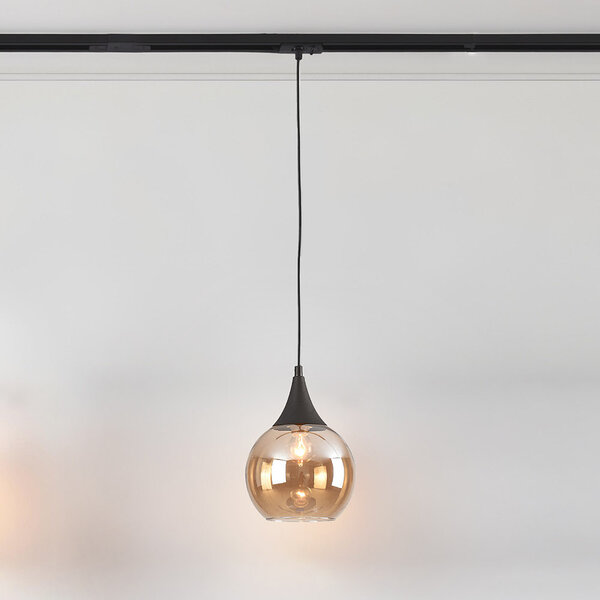 1-fase rail hanglamp Nya met amber glas - rond