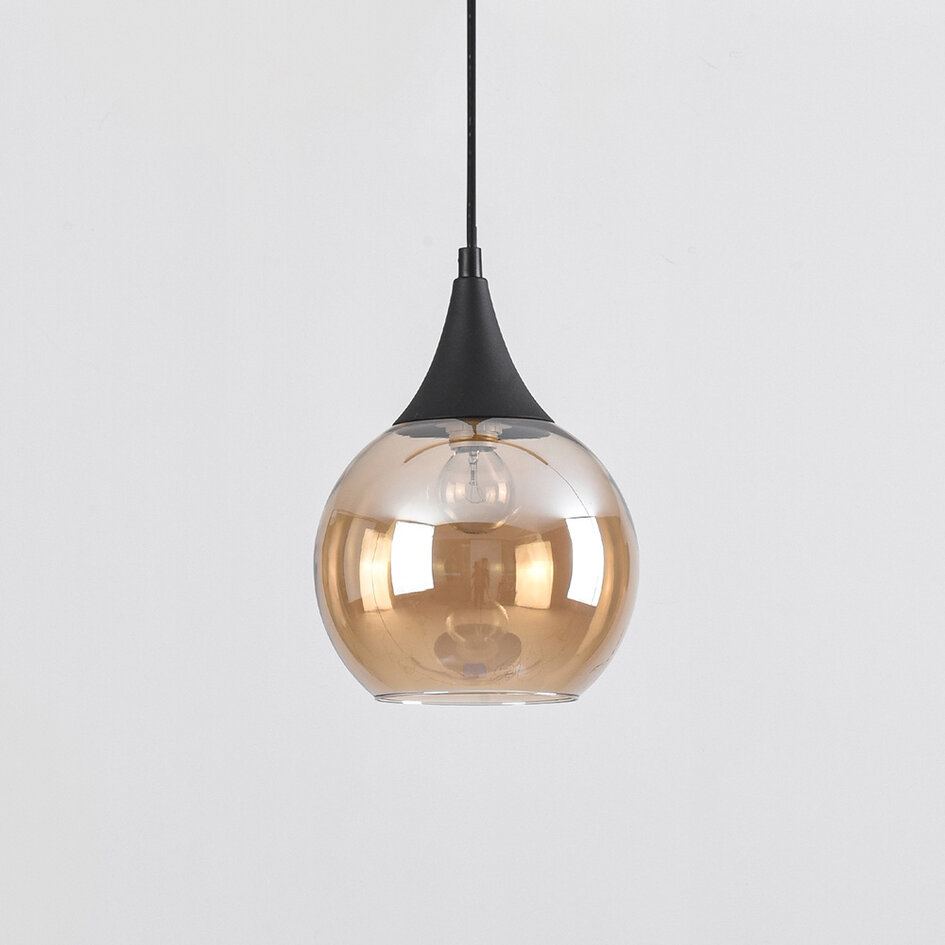 1-fase rail hanglamp Nya met amber glas - rond