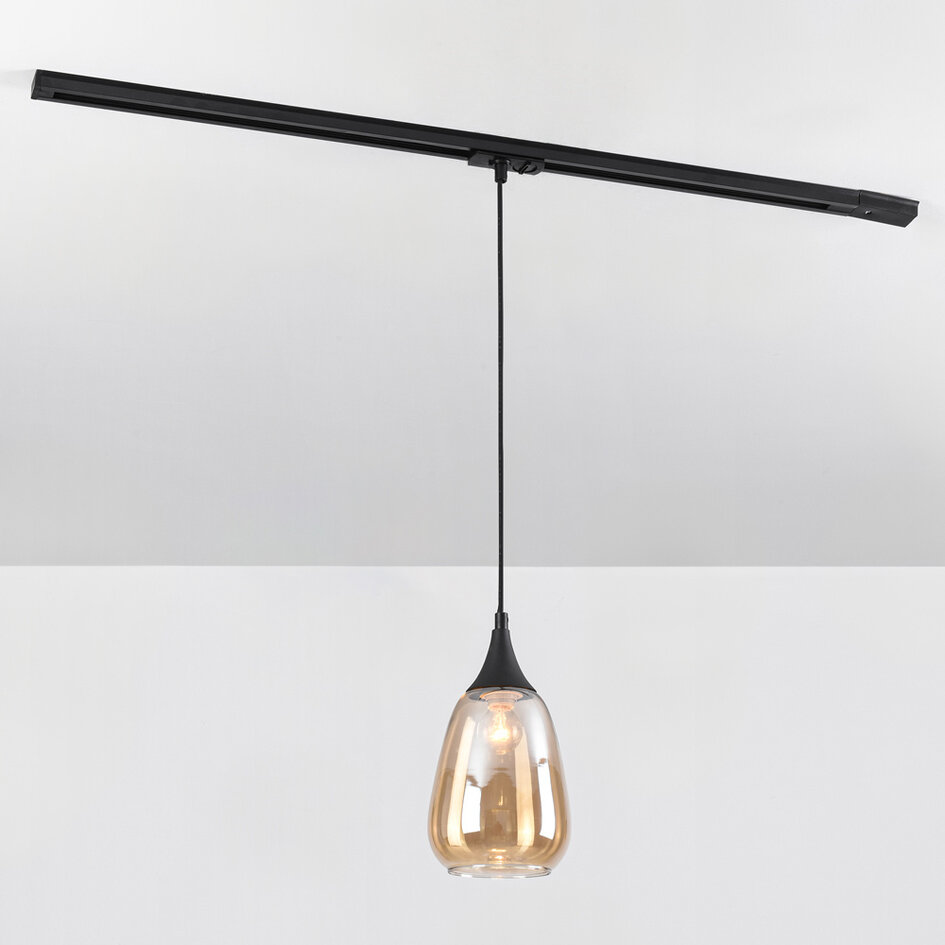 1-fase rail hanglamp Noi met amber glas - druppel