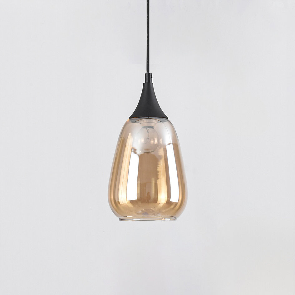 1-fase rail hanglamp Noi met amber glas - druppel