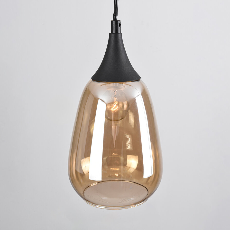 1-fase rail hanglamp Noi met amber glas - druppel
