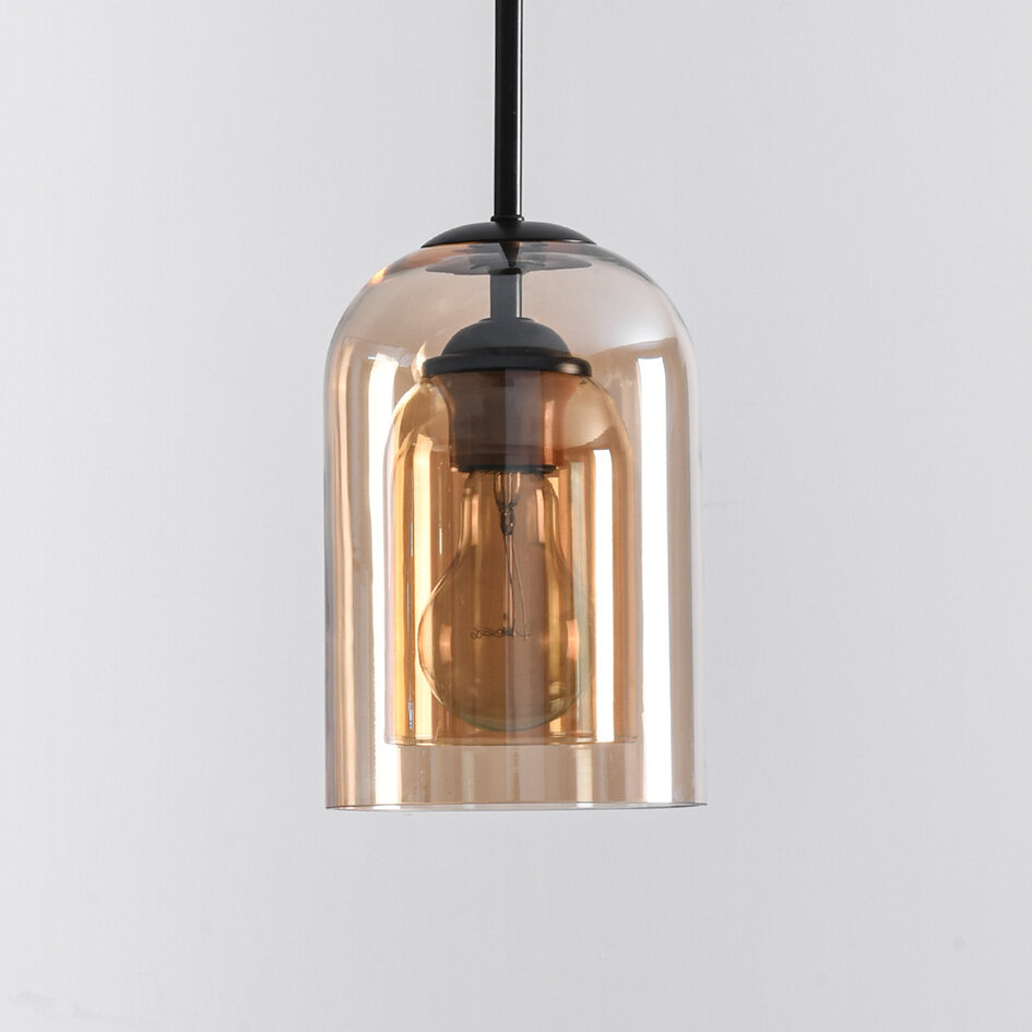 Lampe suspendue Topel en forme de cloche - verre ambré