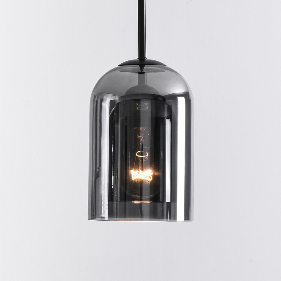 Lampe suspendue Topel en forme de cloche - verre fumé
