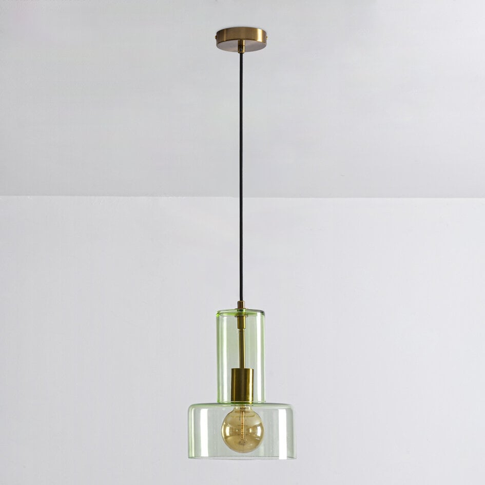 Suspension Rurka - doré et verre vert