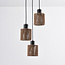 3-lichts hanglamp Canico - zwart en touw