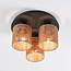 3-lichts plafondlamp Canna - zwart en touw