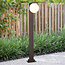 Lampadaire brun avec abat-jour en polycarbonate blanc laiteux - Mesia