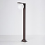 Lampadaire brun avec abat-jour en polycarbonate blanc laiteux - Mesia