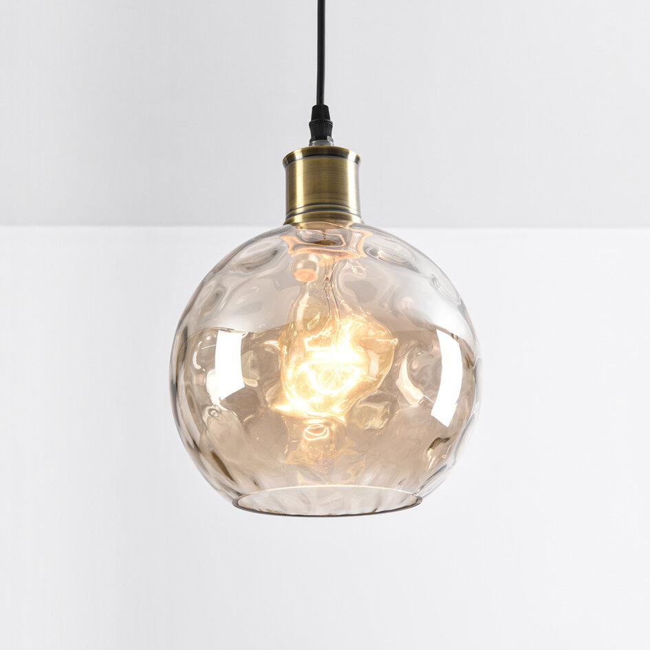 Suspension à 1 lumière - Lotte - Verre Cognac bombé