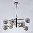 Lampe suspendue Torino avec verre fumé, 8-lumières - noir