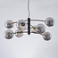 8-lichts hanglamp Torino - zwart en smoke glas