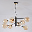 Lampe suspendue noire Torino avec verre ambré, 8 lumières