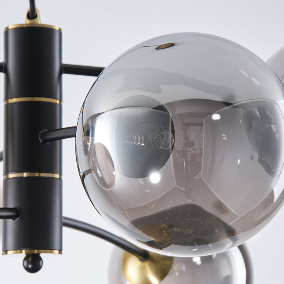 Lampe pendante Murano en verre fumé, 6 lumières