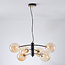Lampe suspendue Murano en verre ambré, 6 lumières - noir