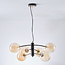 Lampe suspendue Murano en verre ambré, 6 lumières - noir