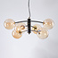 Lampe suspendue Murano en verre ambré, 6 lumières - noir
