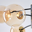 6-lichts hanglamp Murano - zwart en amber glas