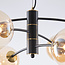 Lampe suspendue Murano en verre ambré, 6 lumières - noir