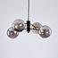 4-lichts hanglamp Firenze - zwart en smoke glas