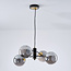 4-lichts hanglamp Firenze - zwart en smoke glas