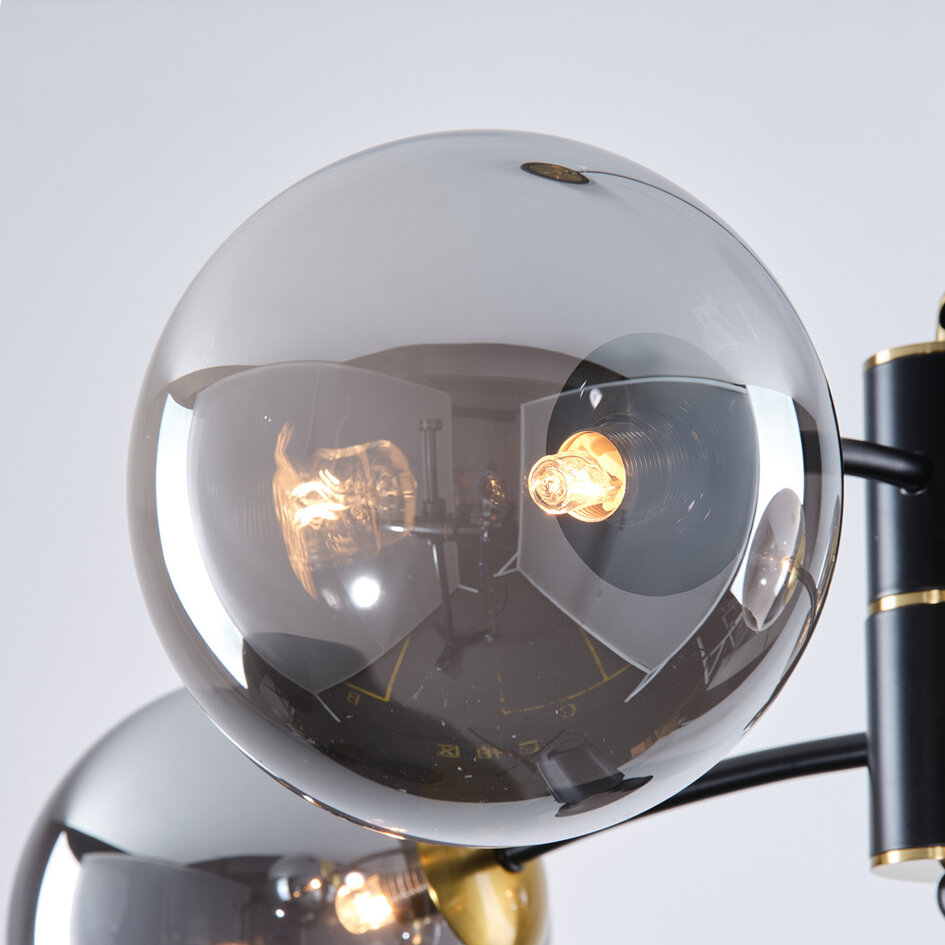 Hanglamp Firenze met smoke glas, 4-lichts - zwart