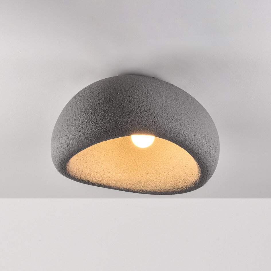 Plafonnier Wabi Sabi Stone Craft effet pierre 48 x 38 cm - gris