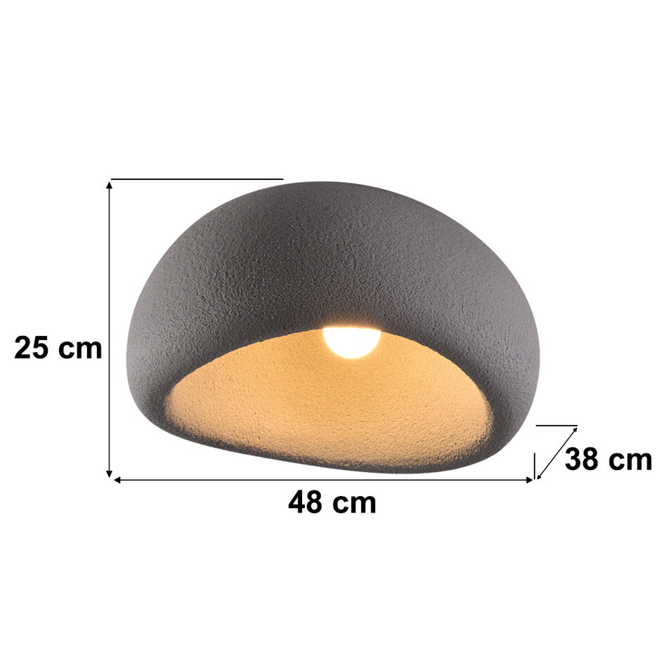 Wabi Sabi plafondlamp Stone Craft met steeneffect 48 x 38 cm - grijs