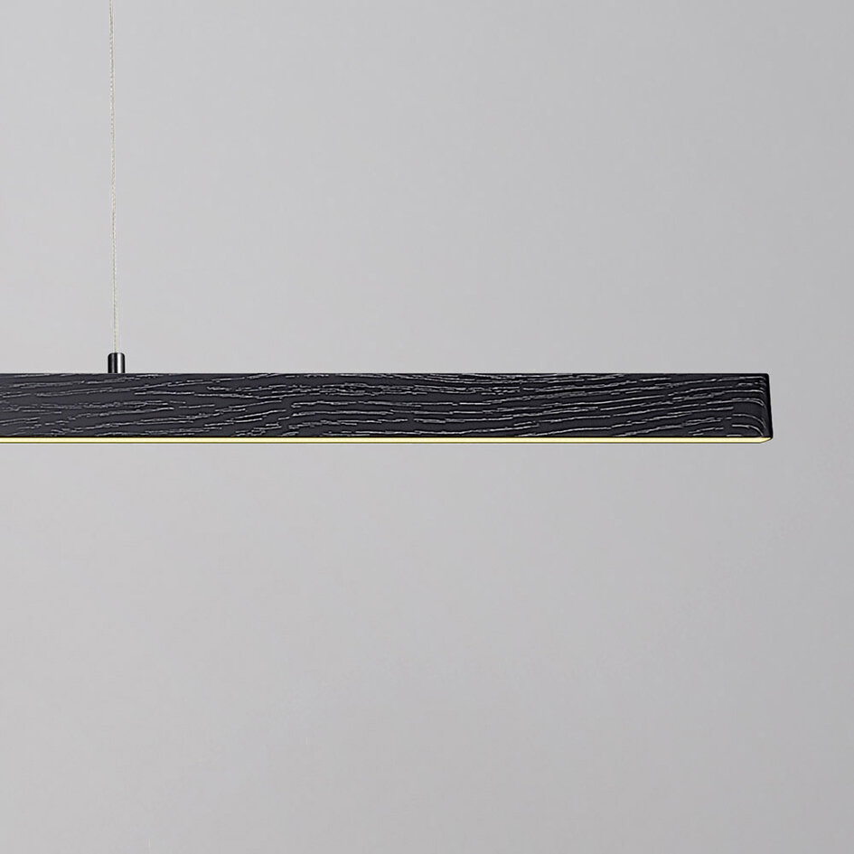 Suspension minimaliste réglable Andre, noir avec motif bois - LED dimmables en 3 étapes