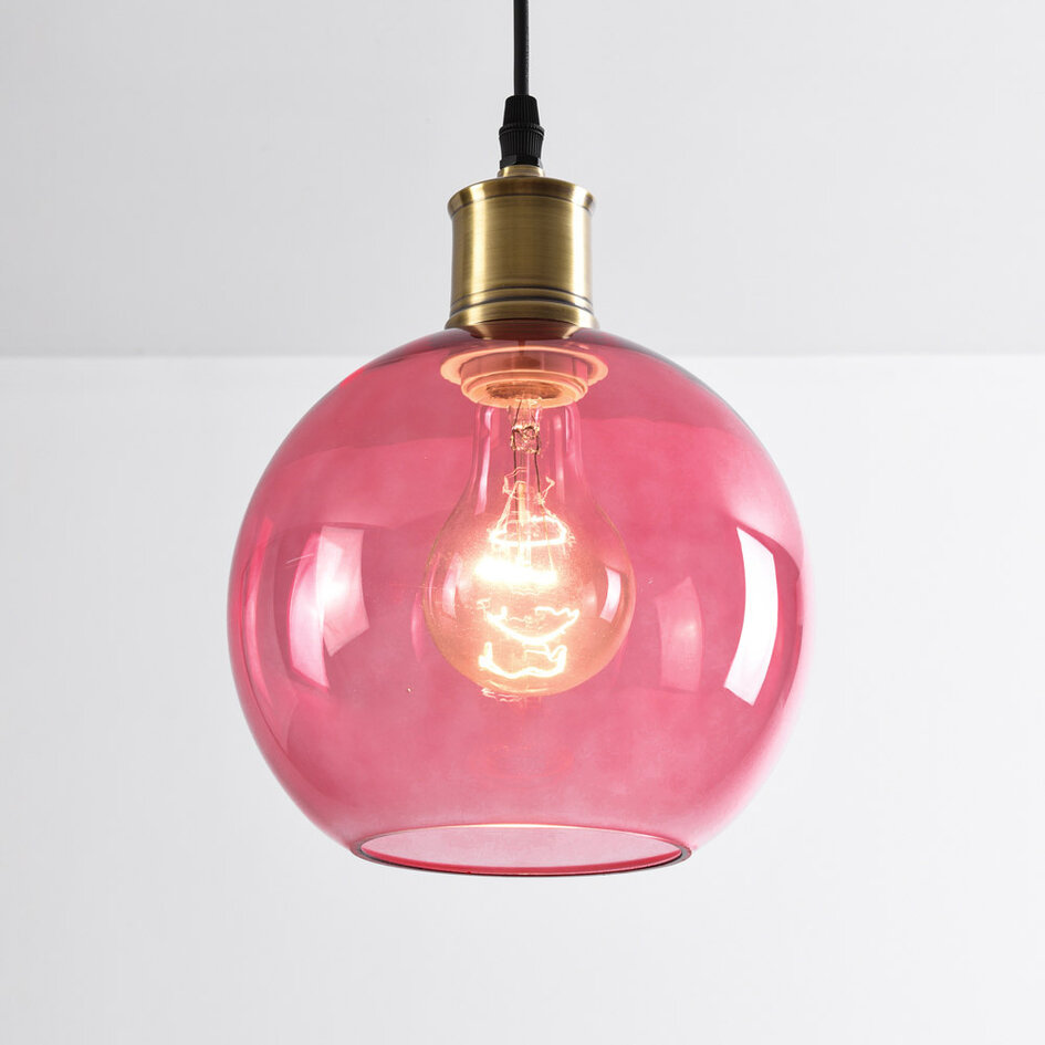Suspension 1 lumière avec Verre rose - variante 4
