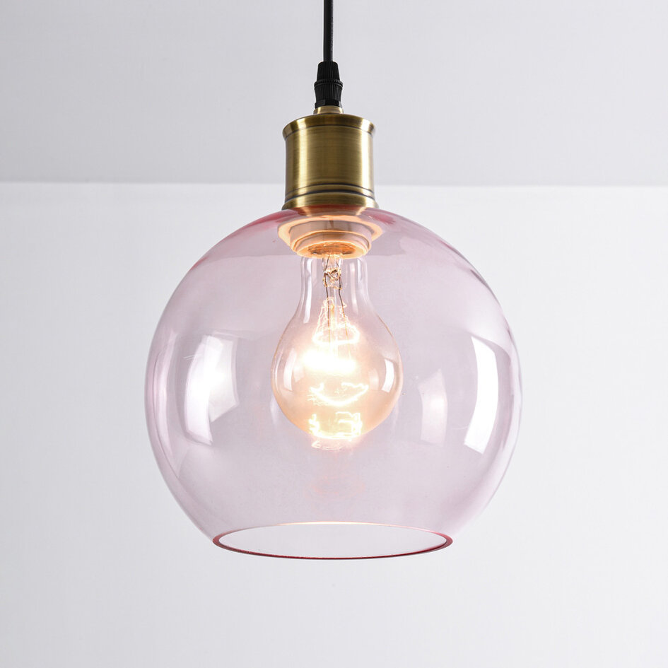 Suspension 1 lumière avec Verre rose - variante 1