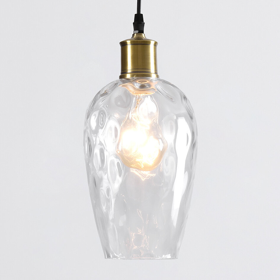 1-lichts hanglamp Verona - langwerpig transparant glas met bolling