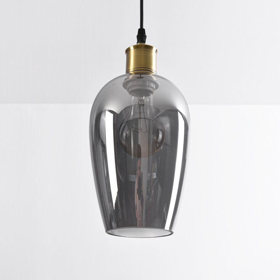 Suspension Verona 1 lumière - effet miroir fumé - verre allongé