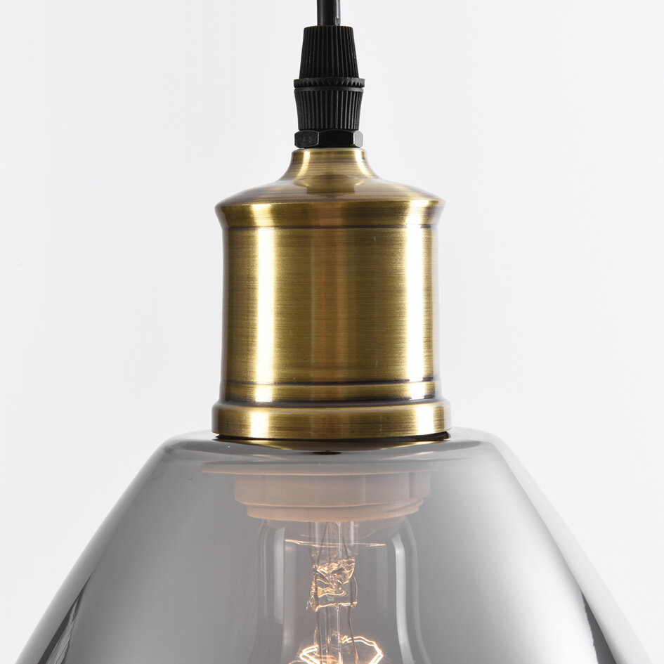 Suspension Verona 1 lumière avec effet miroir fumé et verre lisse en forme de goutte