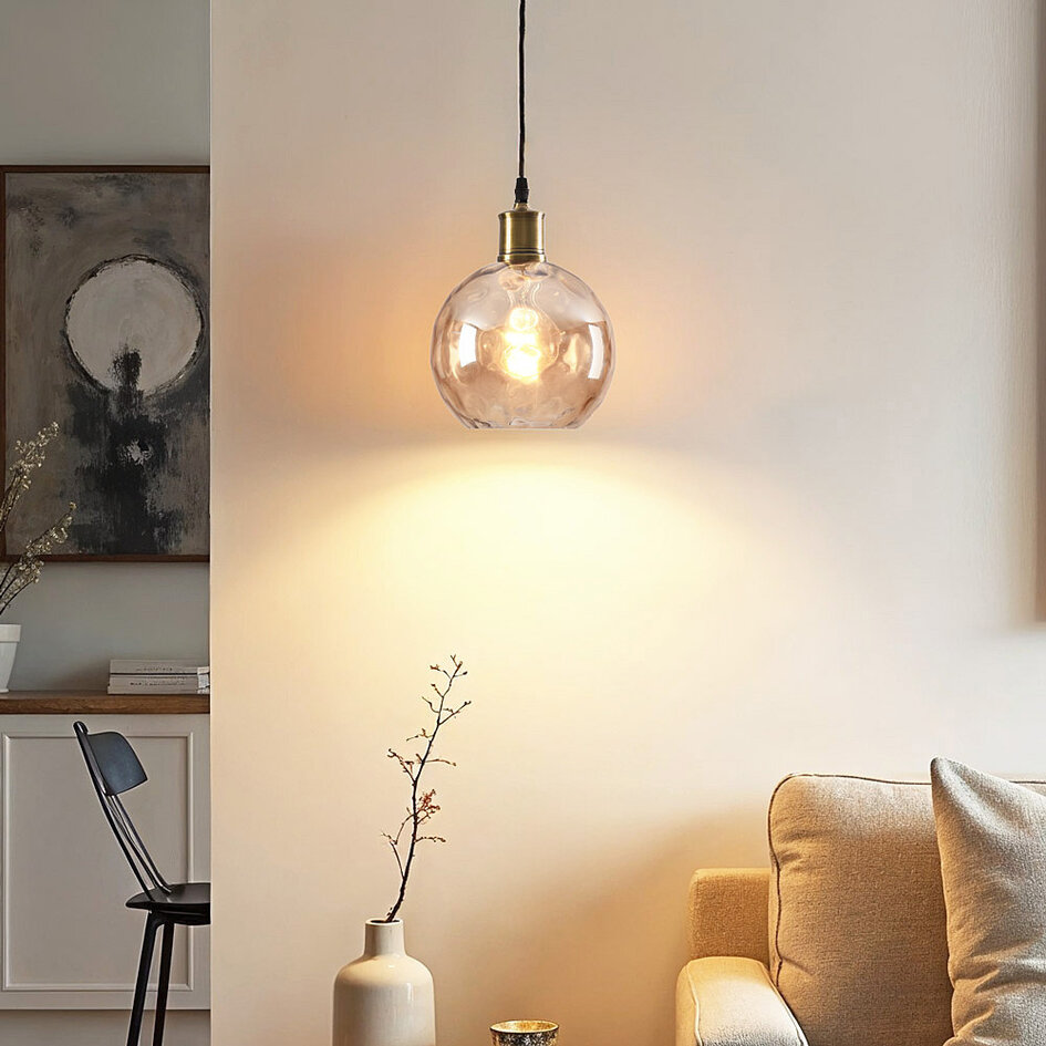 Lampe suspendue à 1 lumière Verona amber - round bulge