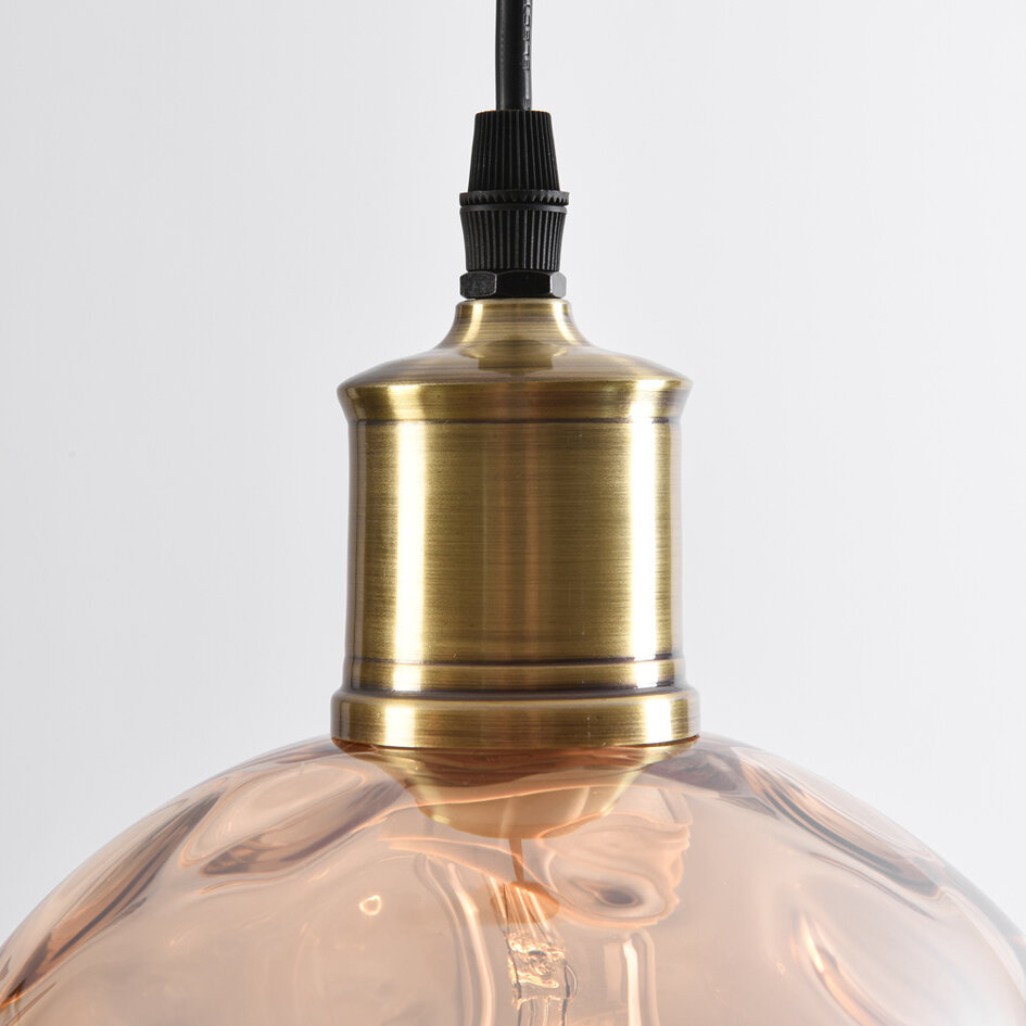 1-lichts hanglamp Verona amber - rond bolling