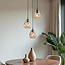 Lampe suspendue design noire avec verre ambré, 3 lumières - Lainas